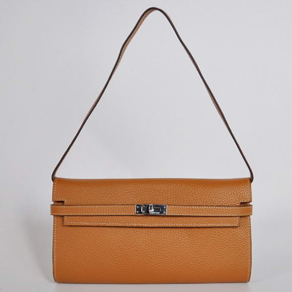 AAA Hermes Kelly 26CM Shoulder Bag Clemence Camel 60699 On Sale